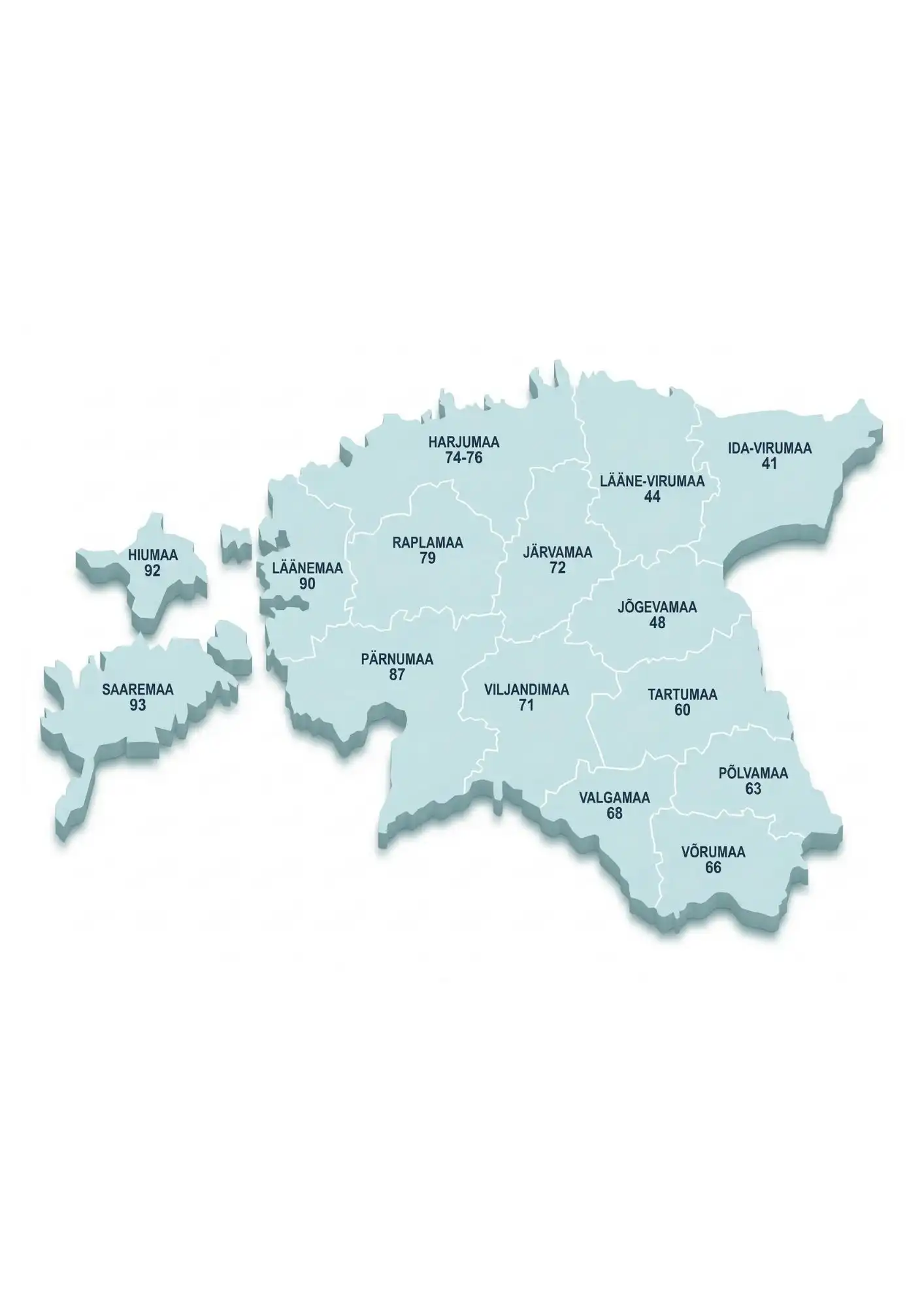 Mapa de códigos postales de Estonia