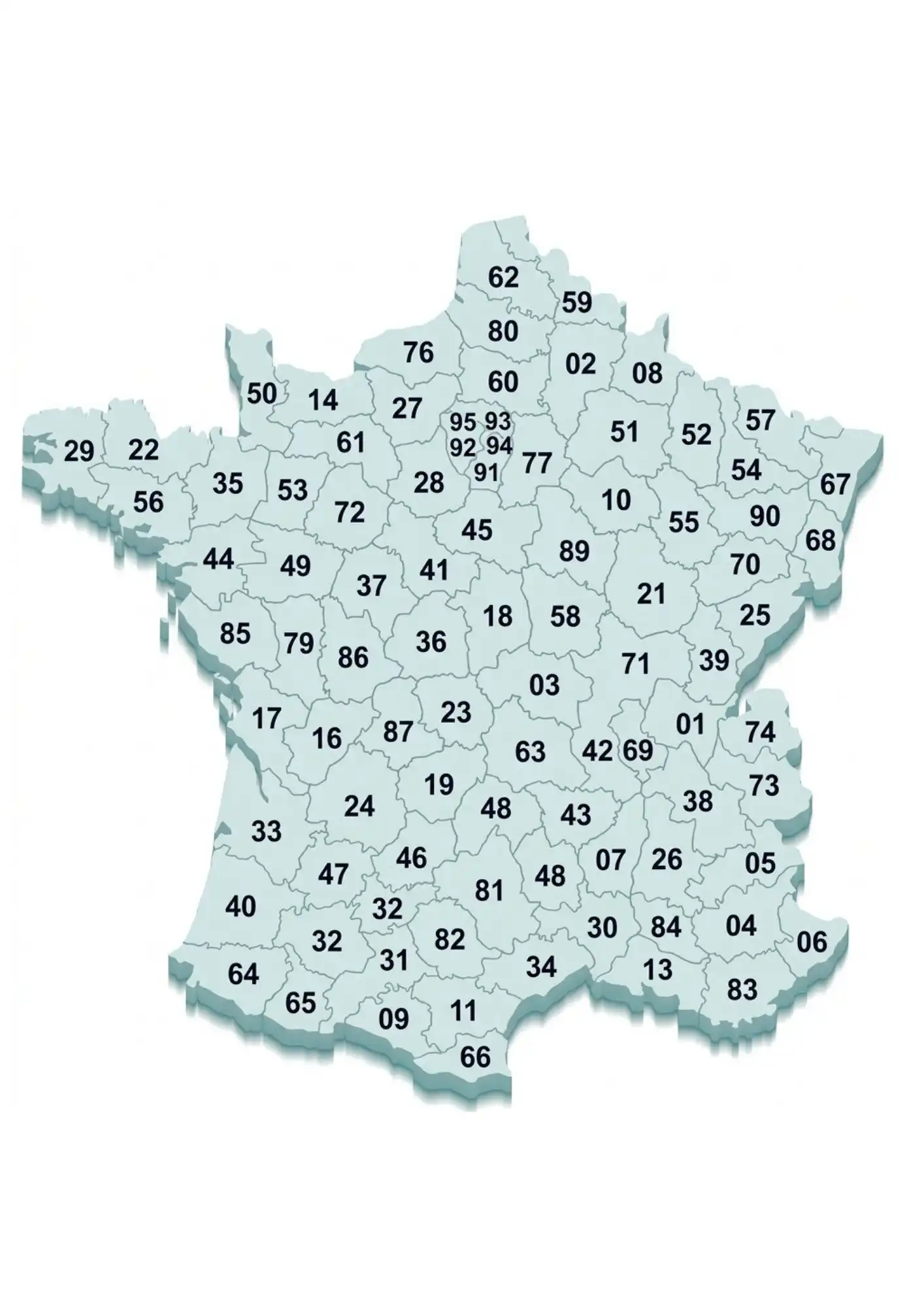 Mapa de códigos postales de Francia