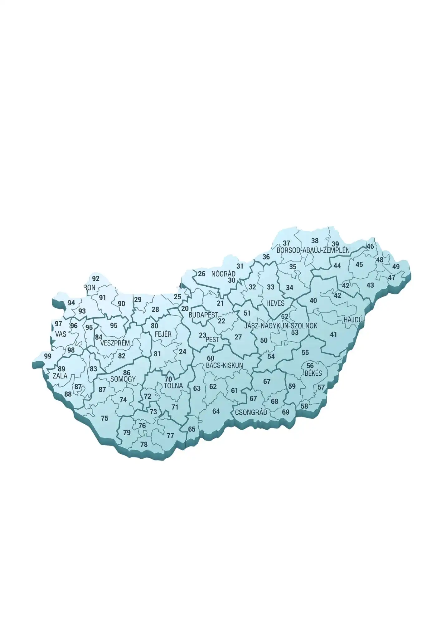 Mapa de códigos postales de Hungría