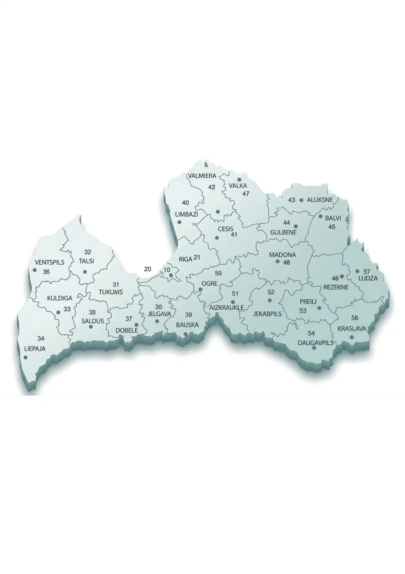 Mapa de códigos postales de Letonia