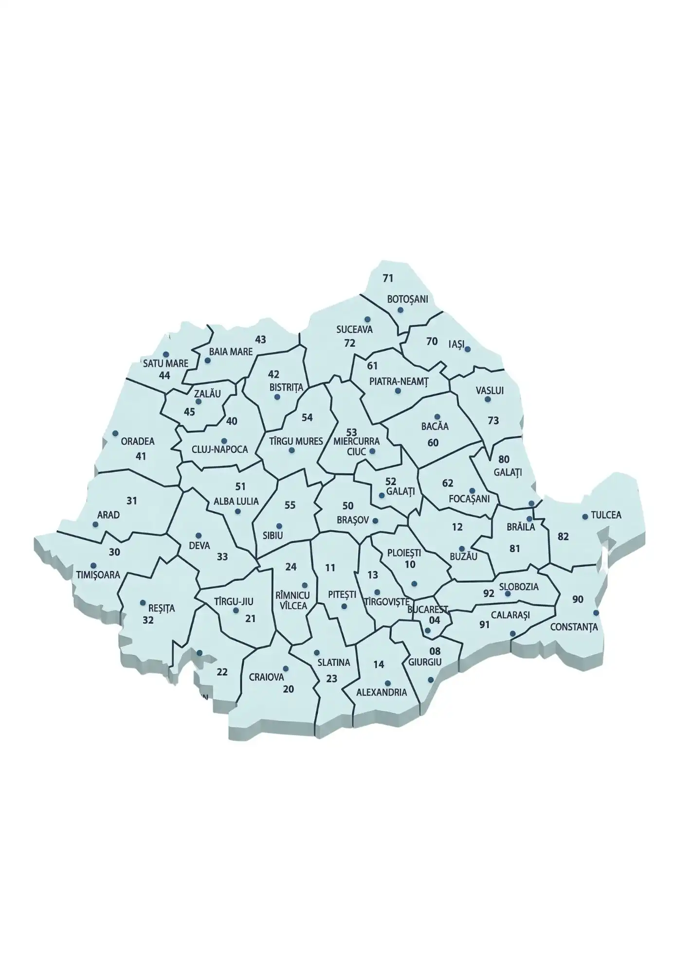 Mapa de códigos postales de Rumanía