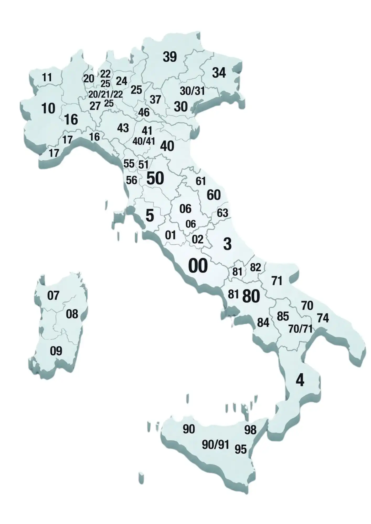 Mapa de códigos postales de Italia